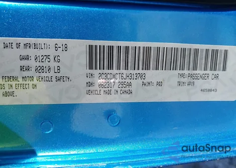 2018 Dodge Charger R/T Rwd из США, поврежденный, VIN 2C3CDXCT6JH313703